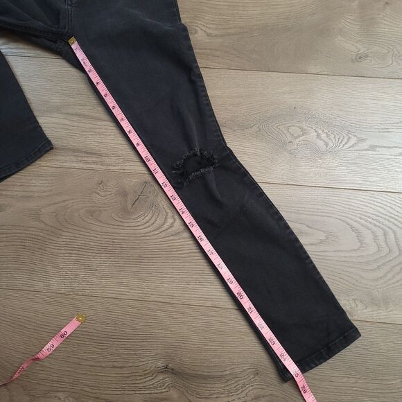 Free People Jeans Women 27 Black Distressed Skinny Hi Rise Bikercore We The Free - Picture 8 of 10